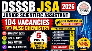 Thumbnail: Government jobs for Msc Chemistry | DSSSB Junior Scientific Assistant Vacancy 2026 #dsssb 