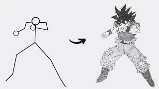 Thumbnail: How to draw Goku Full Body out of Stick Man | Easy Step by Step
