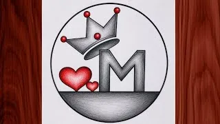 Thumbnail: Easy Letter M Love Drawing | Beautiful Alphabet M Art in Circle | Pencil Shading Drawing Tutorial