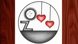 Thumbnail: Easy Letter Z Drawing with Moon & Hearts | Beautiful Alphabet Art Step by Step
