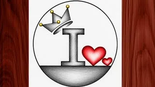 Thumbnail: Easy Letter I Drawing  | Beautiful Heart & Crown Pencil Shading Art for Beginners