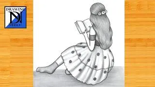 Thumbnail: How to draw a Sitting Girl Reading Book -Drawing easy || Pencil sketch for beginner || Girl drawing