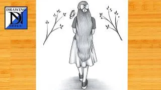 Thumbnail: How to draw a Girl with Long Hairstyle || Pencil sketch for beginner || Girl drawing || Drawing