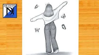 Thumbnail: How to draw a Girl with Butterflies -Drawing easy || Pencil sketch for beginner || Girl drawing