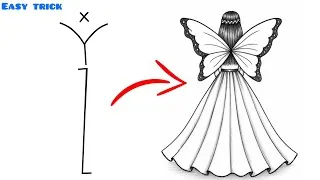 Thumbnail: Fairy Drawing Easy I how to draw a Girl in beautiful fairy dress drawing I girl backside drawing 