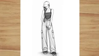Thumbnail: How to draw a Stylish Girl with Cap | fashion girl drawing Easy | Beautiful Girl pencil Sketch