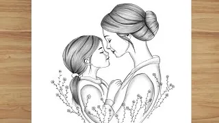 Thumbnail:  mother daughter drawing | how to draw mother's Day drawing | mother daughter love
