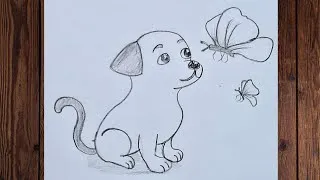 Thumbnail: How to draw dog and butterfly/Easy and simple drawing 