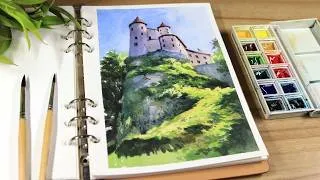 Thumbnail: Watercolor Painting Idea of Relaxing Hills, Light, and Shadows step by step