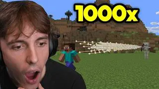 Thumbnail: Beating Hardcore Minecraft at 1000x Speed on Half A Heart