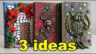 Thumbnail: 3 Magical Notebook Cover Ideas ✨ Fairy Door, Steampunk & Mystic Owl 🦉 DIY