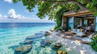Thumbnail: ☕ Beach House Coffee Morning with Crystal Blue Waves | Smooth Jazz for Calm, Study & Ocean Serenity