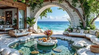 Thumbnail: ☕ Seaside Villa Lounge Beneath a Grand Stone Arch | Relaxing Jazz & Ocean Waves for Peaceful Escape