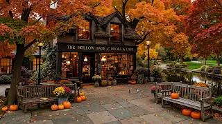 Thumbnail: Pumpkins Under Golden Leaves 🎃Warm Autumn Park Book Café | Deep Piano Jazz for Reading & Inner Peace