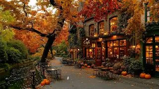 Thumbnail: Quiet Autumn Canal Café with Falling Leaves 🍂Smooth Piano Jazz for Reading, Focus & Peaceful Moments