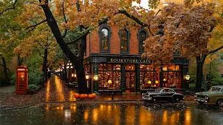 Thumbnail: Rainy Autumn Street Memories 🍂 Vintage Bookstore Café | Deep & Soothing Jazz for Reading ,Reflection