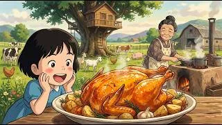 Thumbnail: forest treehouse farm asmr | cozy cooking with cows, goats, pigs & chickens | ghibli-style