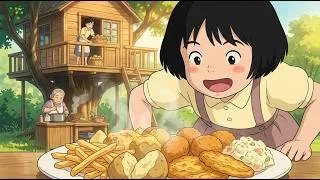 Thumbnail: potato harvest, grandma’s cooking & treehouse days with a cat | ghibli-style asmr