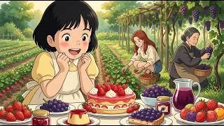 Thumbnail: a peaceful strawberry & grape season in ghibli style 🍓🍇 | japanese countryside cooking asmr vlog
