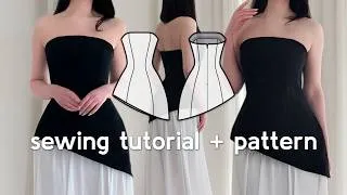 Thumbnail: How to Sew an ASYMMETRICAL Strapless Top + Petal Top DA Sewing Pattern