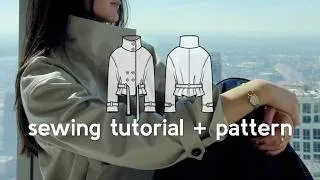 Thumbnail: How to Sew a STUNNING Stand-Collar Short Trench Coat: Tutorial + Pearl Sewing Pattern