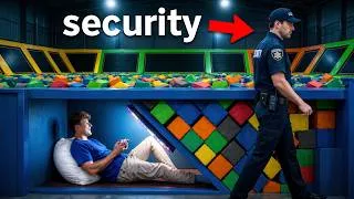 Thumbnail: Secretly Hiding in a Trampoline Park Overnight!
