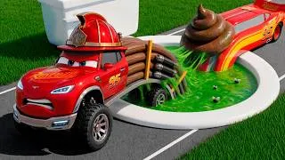 Thumbnail: Lightning McQueen vs Toilet Pit! What’s Hidden Inside? | BeamNG.drive | Cars