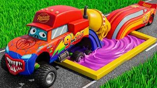 Thumbnail: Slime Meteor Pit Transform In BEAST : Lightning Mcqueen  & Mater vs  Pixar Cars! Beam.NG Drive!