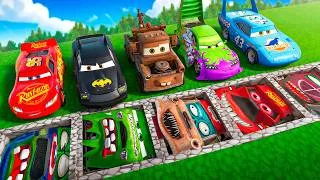 Thumbnail: Lightning McQueen vs Mega Beast Pits! Big & Small Pixar Cars Transformations | BeamNG.drive