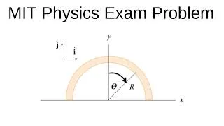 Thumbnail: MIT Physics Problem: Electric Field of a Semicircular Charged Wire | Non-Uniform Charge | E&M
