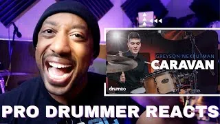 Thumbnail: Pro Drummer Reacts to Greyson Nekrutman Plays "Caravan" Drum Solo