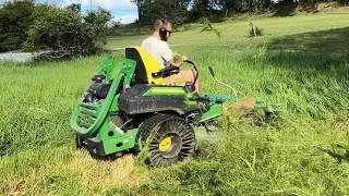 Thumbnail: John Deere Z970R Mowing Tall Grass [4k] Filmed with DJI Drone. ZGlide Suspension + Kubota In Action