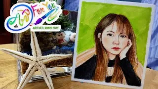 Thumbnail: 👉 Colored pencils #31 🌈 How to draw beautiful girl portrait on a paper (Mini ) | Dinh Huy Art