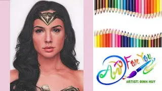 Thumbnail: 👉 Colored pencils #29🌈 How to draw beautiful girl ( Wonder Woman ) portrait on a paper |Dinh Huy Art