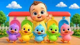 Thumbnail: 5 Little Ducks(Learning Colors Song) | Dudu dada Nursery Rhymes & Kids Songs