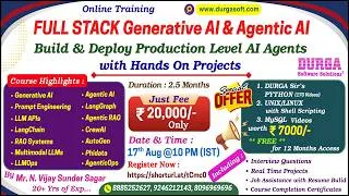 Thumbnail: FULL STACK Generative AI & Agentic AI Online Training @ DURGASOFT