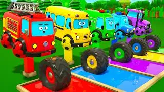 Thumbnail: The popular songs Wheels on the Bus and Baby Shark | Guess the color of the wheel - DuZoo Kids Songs