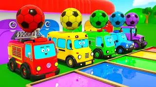 Thumbnail: Let's turn car tires into soccer balls to the tune of Finger Family and learn our colors | DuZoo