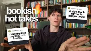 Thumbnail: reacting to your bookish hot takes pt 2 🔥 rf kuang cancellation, straights writing queer books, etc