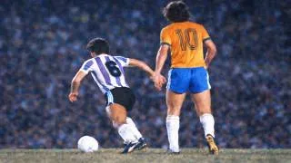 Thumbnail: Maradona's (number 6) First Ever Match vs Brazil (Zico) - 1979 Copa America Argentina vs Brazil!