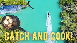 Thumbnail: CATCH AND COOK ON THE FIRE ON TROPICAL BEACH | Ocean and Creek Fishing Mission in North Queensland!