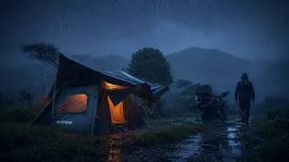 Thumbnail: Motorcycle Camping in The Rain ⛈️ Beautiful Camping Spot Poured by Heavy Rain (4K)