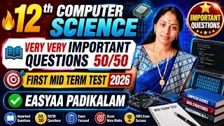 Thumbnail: 12 Computer Science - Important Questions - I Mid Term Test 2026