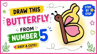 Thumbnail: How to draw a butterfly step by step| Butterfly drawing from number 5