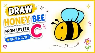 Thumbnail: How to draw a honey bee step by step| Honey bee drawing from letter C 