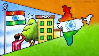 Thumbnail: Independence day drawing/15 August poster drawing with oil pastel colour