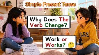 Thumbnail: 👉 Why Does the verb change? Master Simple present Tense with Real Conversation | learn English