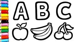 Thumbnail: ABC Fruits Drawing, Painting and Coloring for Kids & Toddlers | Draw and Paint nutrition fruits 