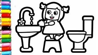 Thumbnail: Washing Hands Picture Painting, Coloring for Toddlers and Kids | Good habits drawing for kids