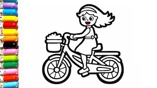 Thumbnail: Girl Riding a Bike Drawing, Painting, Coloring for Kids & Toddlers | How to Draw, Paint 🚴‍♂️